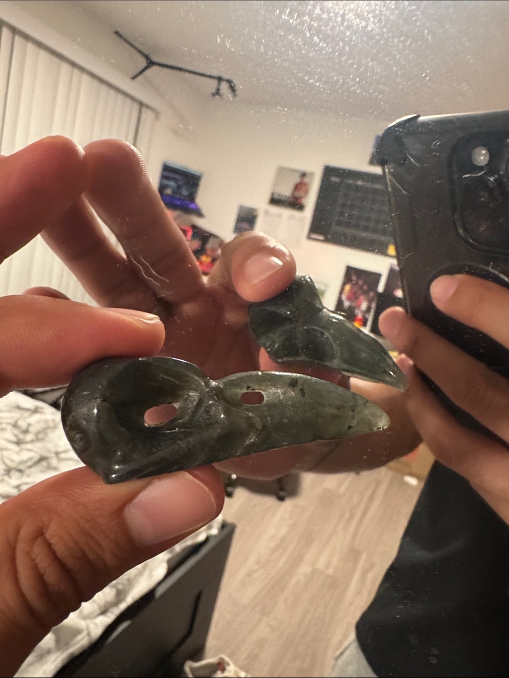 Natural Dark Green Stone Reptile Decor - Handheld Accent